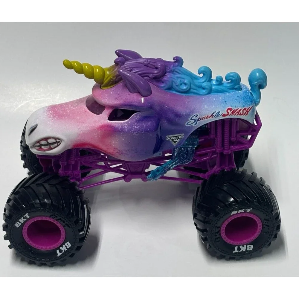 Monster Jam Sparkle Smash Unicorn 1:24 Scale Monster Truck Spin Master Purple